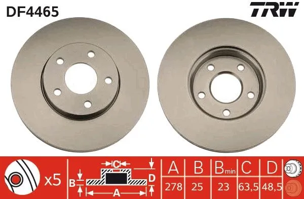 On Fren Aynası Disk Focus 3 2011 Focus 2 2004-2011 C Max 2003-2007 Volvo C30 2006-2012 C70 2 2006-2013 S40 2 2004-2012 V50 2005-2012 278X25X5DLXHVLI