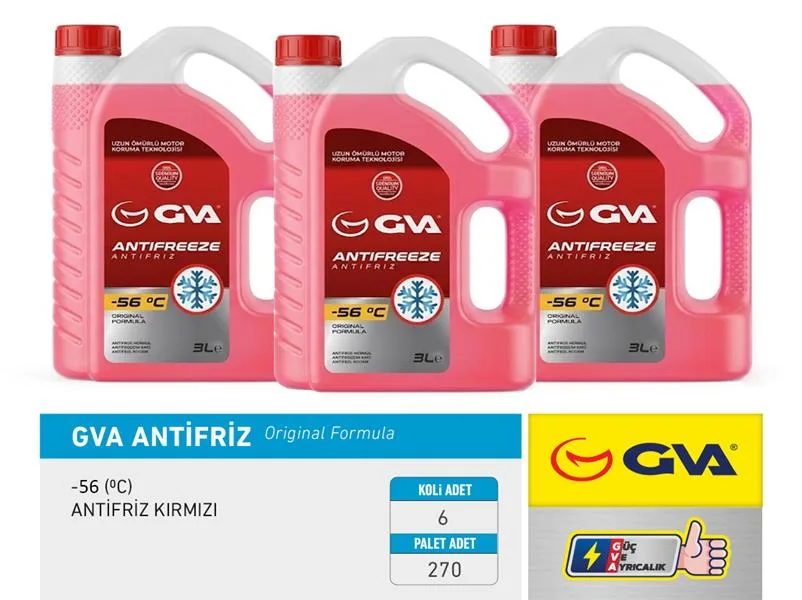 Antifriz 3 LT -56 C Kırmızı Long Life Koli 6 Ad Organık (6 Adet)