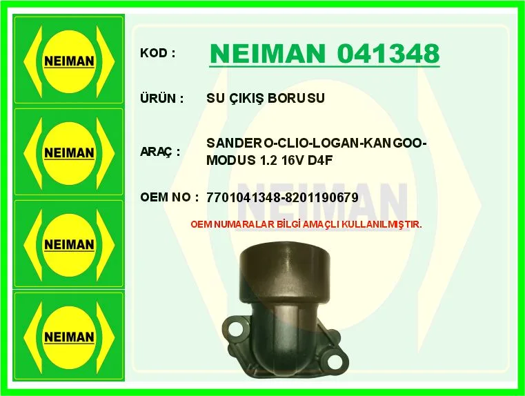 Su Çıkış Borusu Sandero - Clio - Logan - Kangoo - Modus 1.2 16V D4F