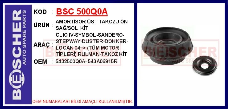 Amortisör Takozu Ön Sağ - Sol Kit Dacia Duster 2010 DOKKER 2013 Logan 1 - 2 2004 Lodgy 2012 Sandero 2008