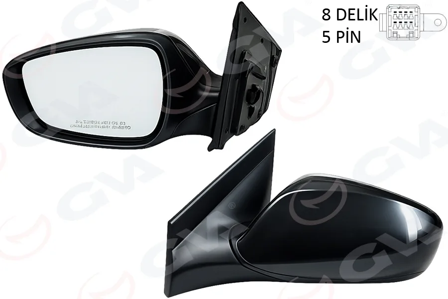 Diş Dikiz Aynası Sol Blue 2012 Elektrikli Isıtmalı Siyah Kapak Düz Cam 5 Fiş VM-6451EL
