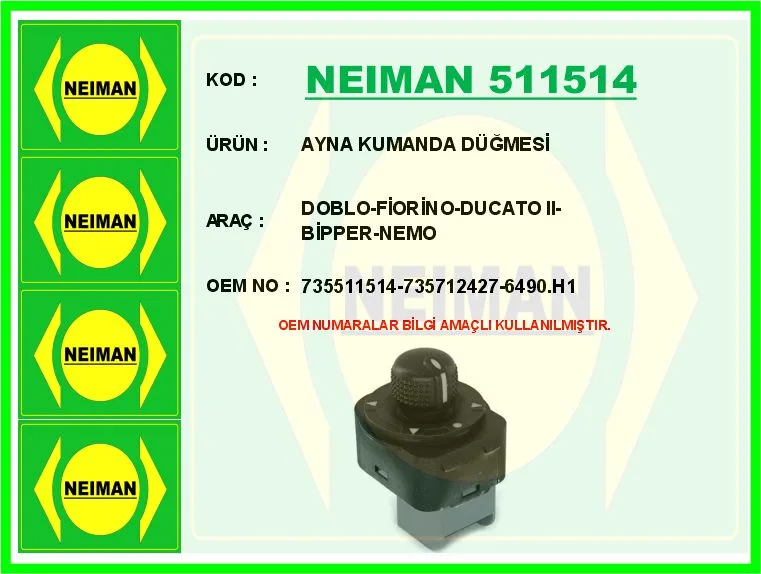 Ayna Ayar Kumanda Düğmesi Opel COMBO D 2012 Peugeot Bipper Citroen NEMO Fiat FIORINO 2008