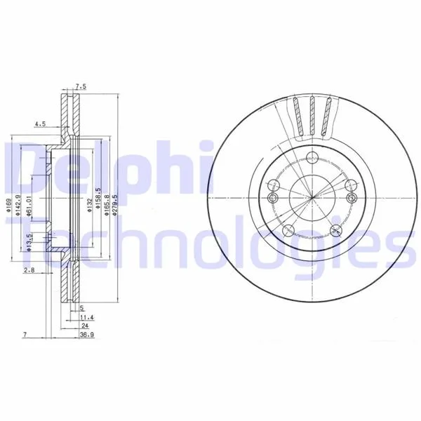 Ön Fren Aynası Renault Laguna 1 1996-2001 Safrane 1996 Scenic 1 1996 Espace 3 1999-2002 1.8 16V-2.0-2.2-2.5 20V-2.5-3.0 280X24X5DELİK Havalı