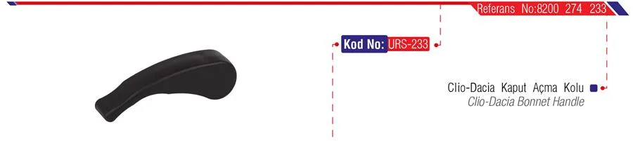 Motor Kaput Kilidi Açma Kolu Dacia Duster 2010 Logan 2006 Sandero 2008 Sandero 2 2012 (2 Adet)