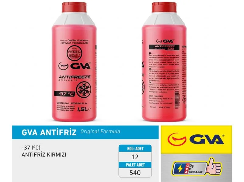 Antifriz 1.5 LT -37 C Kırmızı Long Life Koli 12 Ad Organık (12 Adet)
