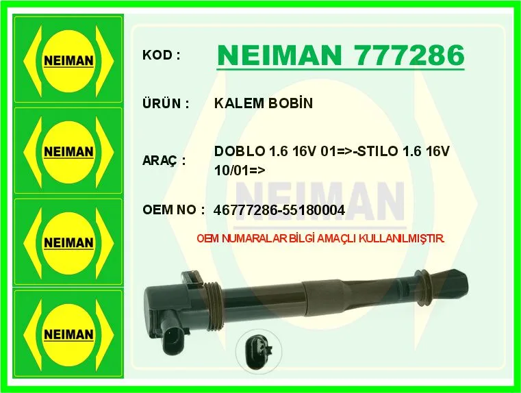 Ateşleme Bobini Fiat DOBLO 2001 Palio 2001 Stilo 2001-2008 1.6 16 V Kalem Bobin