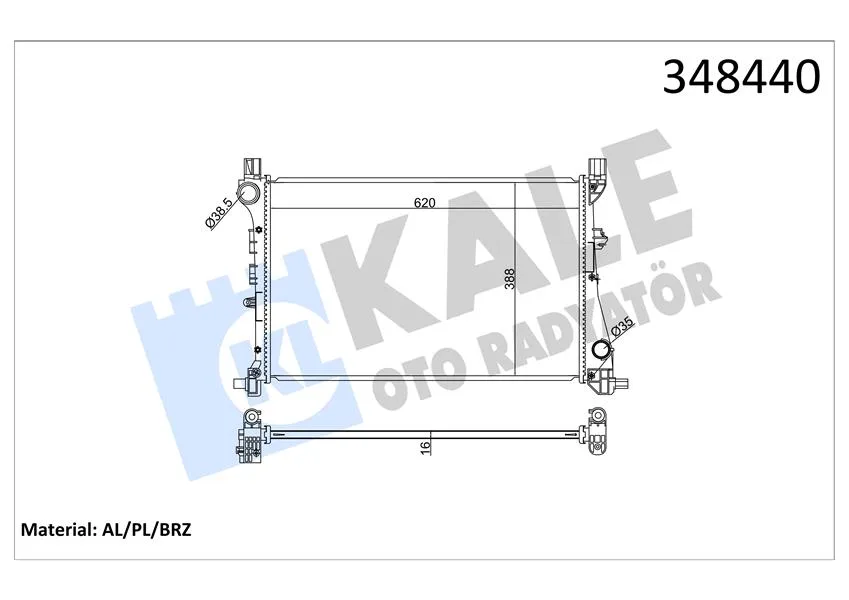 Motor Su Radyatörü Fiat Egea 2015 1.3D MTJ 1.4 Al - PL - BRZ 620X388X16
