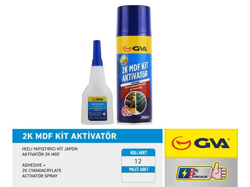 Hızlı Yapıştırıcı Kit Japon Aktivatör 2K MDF 200 ML (12 Adet)
