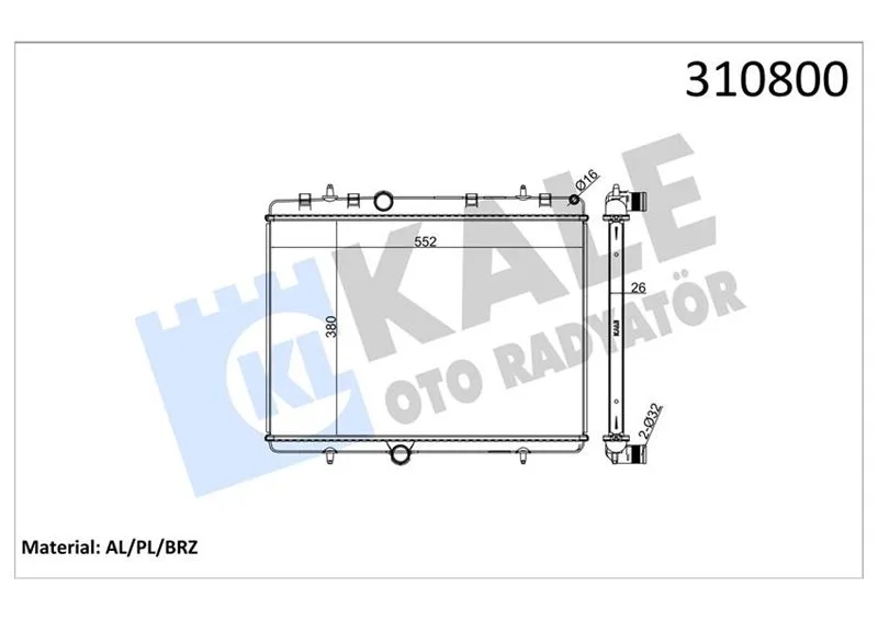 Radyatör 307-407-C4-C5-BERLINGO - PARTNER1.6-1.8-2.0 HDİ Ac Klimasız Mek 380X552X26