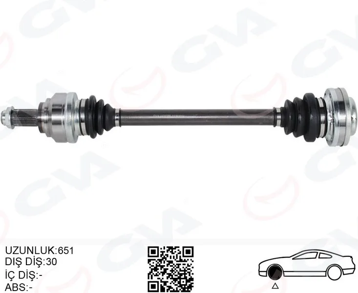 Komple Aks BMW E60 E63 E64 E65 E66 E87 E90 E92 E93 E81 E82 651MM Diş 30