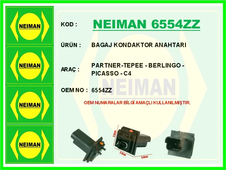 Bagaj Kilit Kondaktörü Swici Peugeot PARTNER 2008 Citroen BERLINGO 2008 C4-C4 Picasso 2006