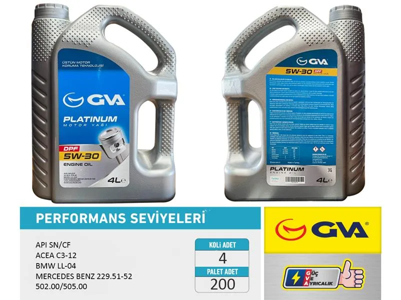 Motor Yağı 5W30 4 LT Platınum Partiküllü - DPF Tam Sentetik API SN / CF (4 Adet)
