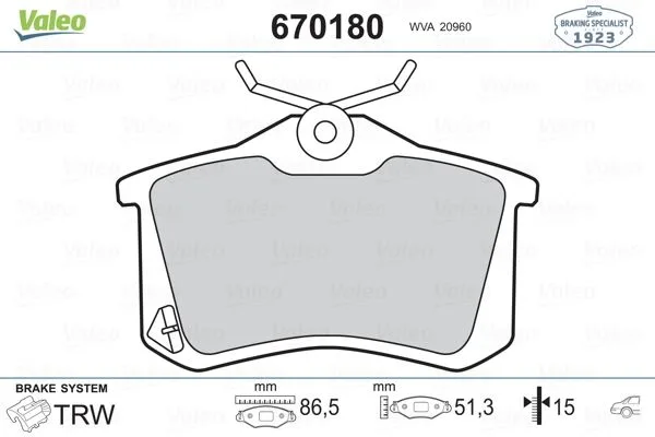 Arka Fren Balata Renault Clio 2005 Kangoo 2001 Laguna 1996 Fluence 2009 Megane 1996 Citroen BERLINGO 1999 C2 C3 C4 2003 DS4 2011 Peugeot 307 2000 308 2007 PARTNER 1996 VW Polo Classic 1995-2001 Golf 3 - 4 - Passat 3