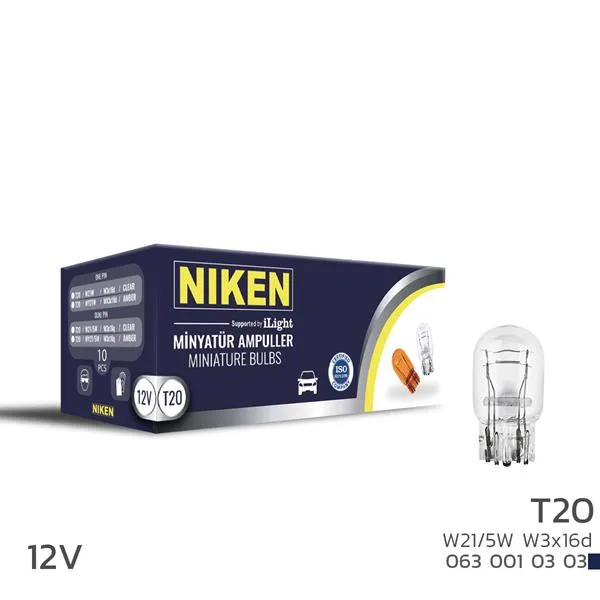 NIKEN T20 Dipsız Ampul 1016 W21/5W W3X16D 10LU (10 Adet)