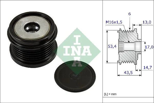 Alternatör Kasnağı 43.5MM Cmax - Fiesta 6 - Focus 3 - Kuga 2 - TRANSIT - Connect - Courier 1.5-1.6-2.0TDCİ