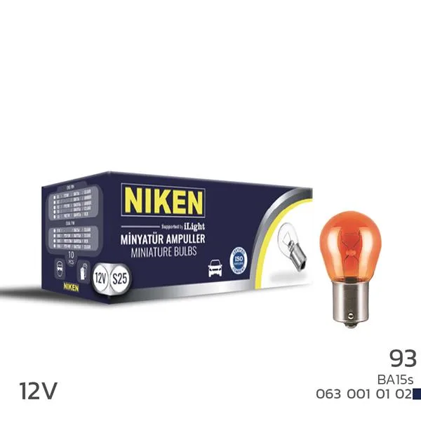 NIKEN 93 Ampul Düz BA15S PY21W Ambe 12V 10LU (10 Adet)