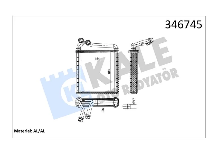 Kalorifer Radyatörü Golf 5 - Plus - Octavia 1.4-1.6-1.9-2.0-Passat 1.6-1.9-2.0 153X180X27 MK Ot Ac / -