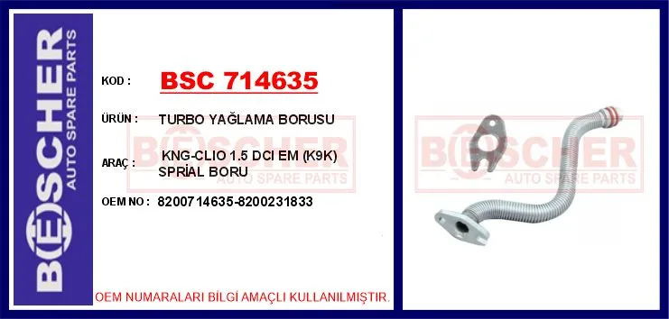 Turbo Yağlama Borusu Kangoo - Clio 1.5 DCI Eski Model K9K