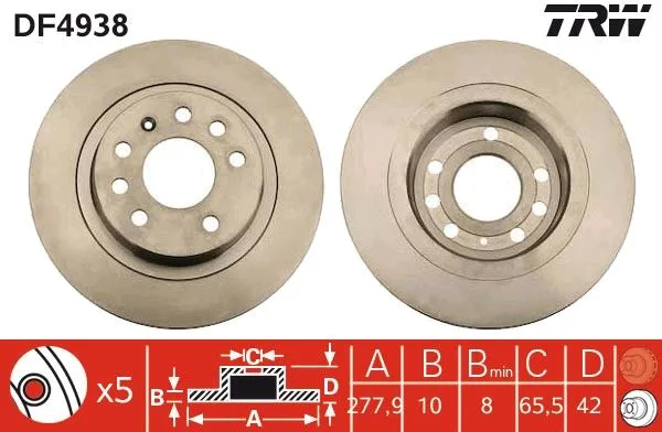 Arka Fren Aynası ASTRA H GTC 2.0T 2004-2014 Zafira B 2005-2015 277.9X10X5DL Dolu