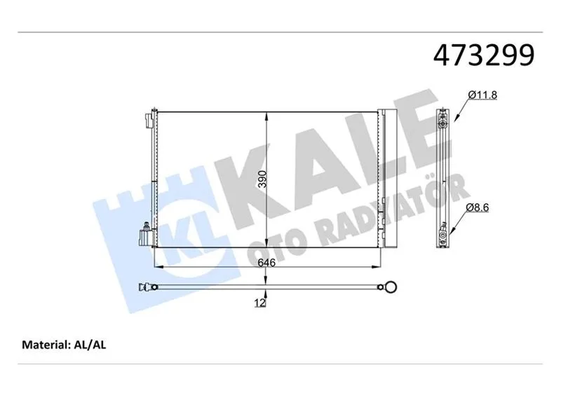 Klima Radyatörü Kondenseri Opel Insignia A 2008-2017 1.6 Xer - Let 1.6-2.0 CDTI Brazing Al - Al 647 X38 2X12