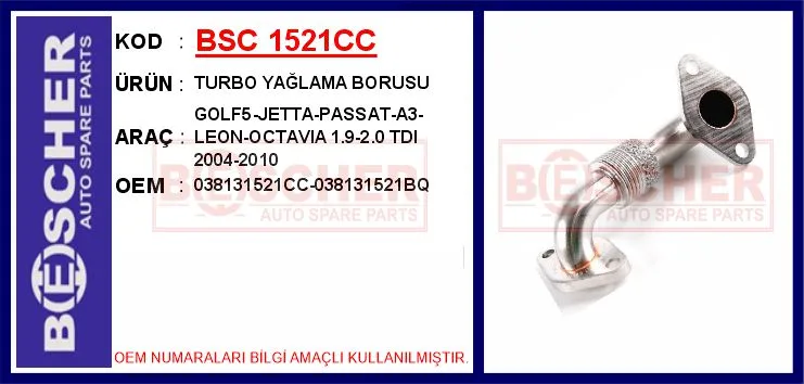EGR Borusu VW - Skoda - Seat - Audi - Passat - Golf - Bora - Superb - Toledo - Leon - Altea 2000 Axr - BKC - Bxe - BXF - BEW-1.9 TDİ