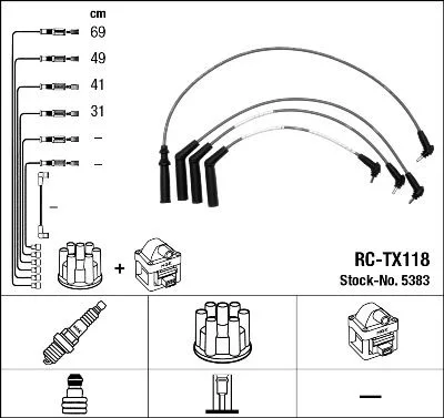 Buji Kablosu Toyota COROLLA 1.3L 2E EE90 EE100 1988-1998 RC - TX118