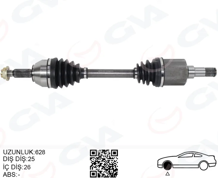 On Aks Komple Sol TRANSIT Connect 1.8 Tdci 2002-2014 1975-1990-110PS 628MM