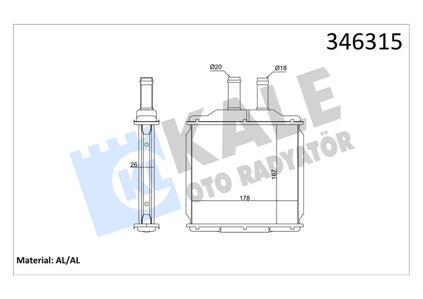 Kalorifer Radyatörü Daewoo NUBIRA 1.6L F16D3 J200 2003 / Chevrolet Lacetti J200 2005 - Aleminyum