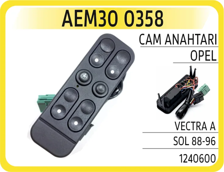 Cam Açma Anahtarı Düğmesi Sol Dörtlü Opel Vectra A 1988-1995