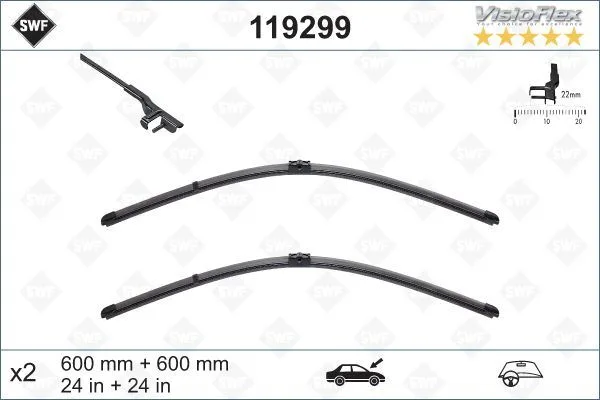 Silecek Supurgesı Takimi 600MM / 600MM Mercedes W204 S204 C204 C218 X218 W212 S212 C207 A207 SWF