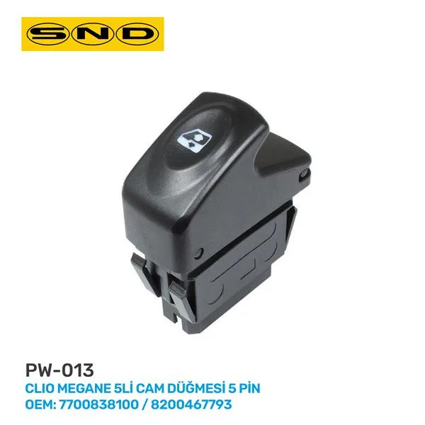 Clio Megane 5Lİ Cam Düğmesi 5 Pin OEM: 7700838100 / 8200467793