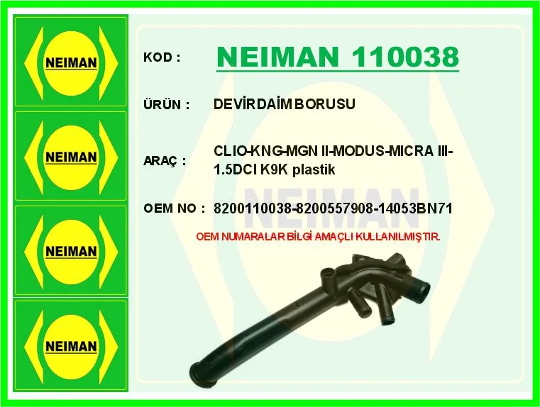 Devirdaim Borusu Clio - Kangoo - Megane 2 - Modus - Micra 3-1.5DCI K9K Plastik