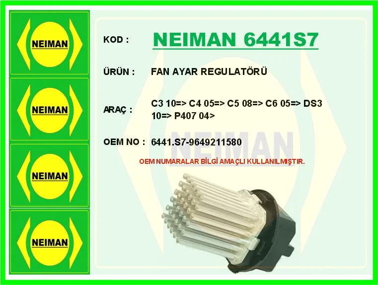 Fan Ayar Regulatörü C3 2010 C4 2005 C5 2008 C6 2005 DS3 2010 P407 2004