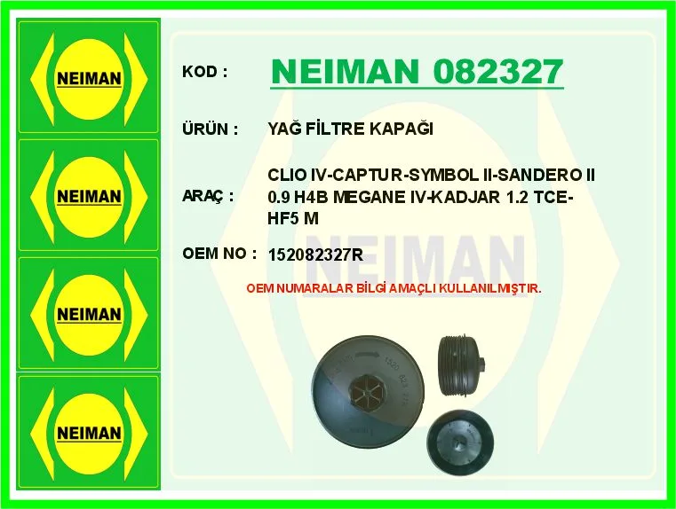 Yağ Filtre Kapağı Renault Clio 4 - Captur - Symbol 2 - Sandero 2 0.9 H4B Megane 4 - Kadjar 1.2 Tce - HF5 M