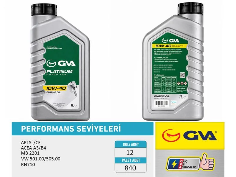 Motor Yağı 10W40 1 LT Platınum Yarı Sentetik API SL / CF (12 Adet)