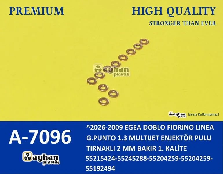 Enjektör Pulu Tırnaklı 2MM Bakır DOBLO - FIORINO - Linea - G.Punto - Egea 1.3 MTJ 2009-2026 (25 Adet)