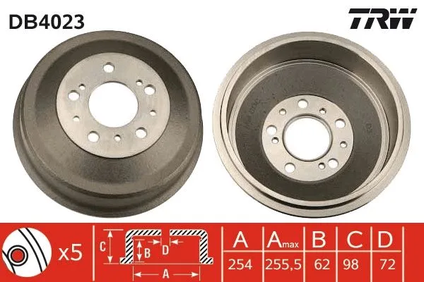 Arka Fren Kampanası DUCATO - BOXER - JUMPER 1982-2006 10Q-14Q-18Q 254X98