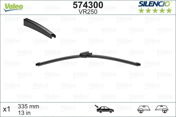 VALEO Silencio X - TRM Flat Blade VM250 X1 335 MM Arka VW Polo 4 9; 2002