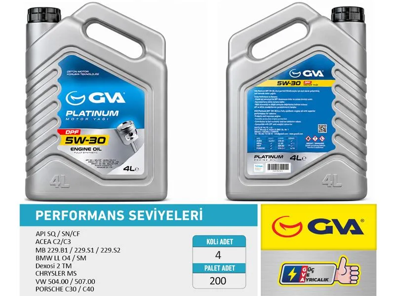 Motor Yağı 5W30 4 LT Platınum Partiküllü - DPF Tam Sentetik API SQ SN / CF (4 Adet)