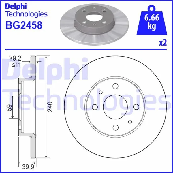On Fren Diski Fiat 500 500C 2007 TIPO - Punto - Tempra - Panda - Marea - Bravo 1996 Alfa Romeo 145-146-155 1992 Ford KA 2008-2012 240.5X11 4DELİK