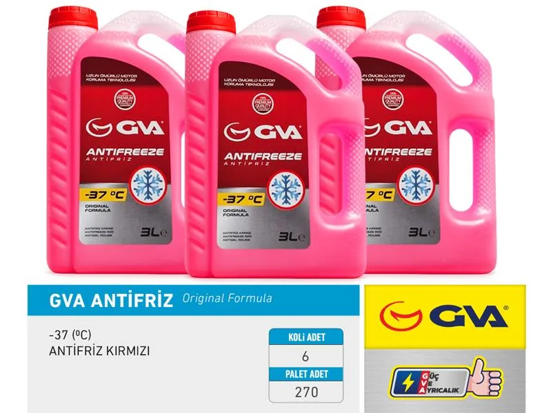 Antifriz 3 LT -37 C Kırmızı Long Life Koli 6 Ad Organık (6 Adet)