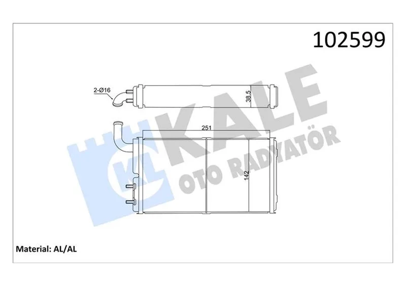 Kalorifer Radyatörü Brazing Versiyonu KL271100 Fiat - Tofaş SKD Murat 131 Şahin Doğan SLX 1.6 1974 Otomatik Vites / Manuel Vites Borulu - Musluksuz Mekanik 250X140X42
