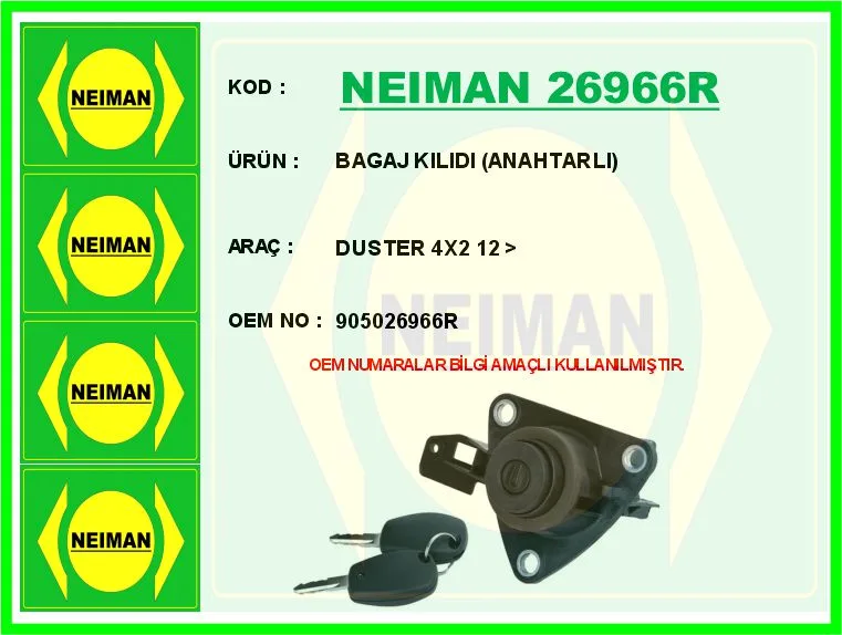Bagaj Kilidi Anahtarlı Duster 4X2 2012