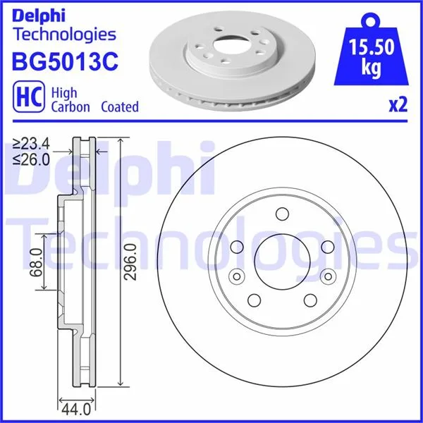 Ön Fren Diski Renault Megane 4 2015 Talisman 2015 Diş Çap:296MM K:26MM Y:44MM 5 Delik