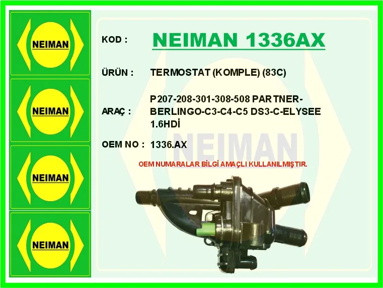 Termostat Komple 83C P207-P208-P301-P308-P508-PARTNER - BERLINGO - C3-C4-C5-DS3-C - Elysee Fiat SCUDO 2008 1.6HDİ 1.6D Mjet