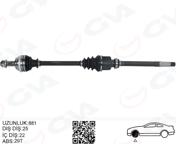 Aks Komple Sağ Peugeot P306 1993-2002 7B.N3.N5 ABS Li 29 Diş 881X22X25