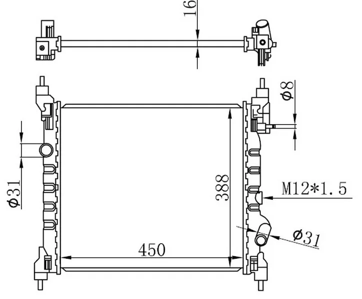 Radyatör Brazing Chevrolet Spark 1.2İ 2010 Mek 450X388X16