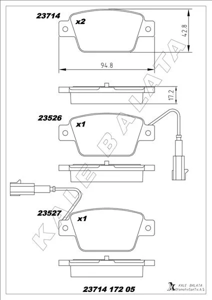 Arka Fren Balatası Fiat Stilo 2002 Linea 2007 Bravo 2 2007-2014 Alfa Romeo Mito 2008 Multipla 1999