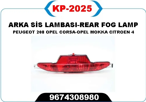 Reflektor Arka Tampon Orta Opel Corsa F 2019 Mokka 2020 Peugeot P208 2015 Citroen C4 2020 DS3 2018