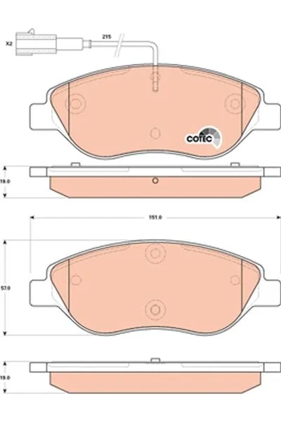 Ön Fren Balatası Fişli Fiat Bravo 2 2008-2014 Egea Hatchback 2015 Alfa Romeo Mito 2008-2015 Lancia Delta 3 2008-2014 1.3D MTJ 1.4TB 1.6D MTJ 1.9D MTJ 2.0D MTJ büyük Tip